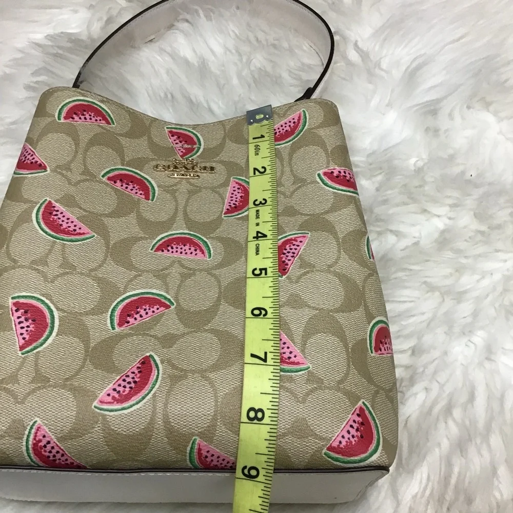 Coach Small Town Bucket Bag in Signature Canvas with a watermelon print. EUC - Picture 6 of 16